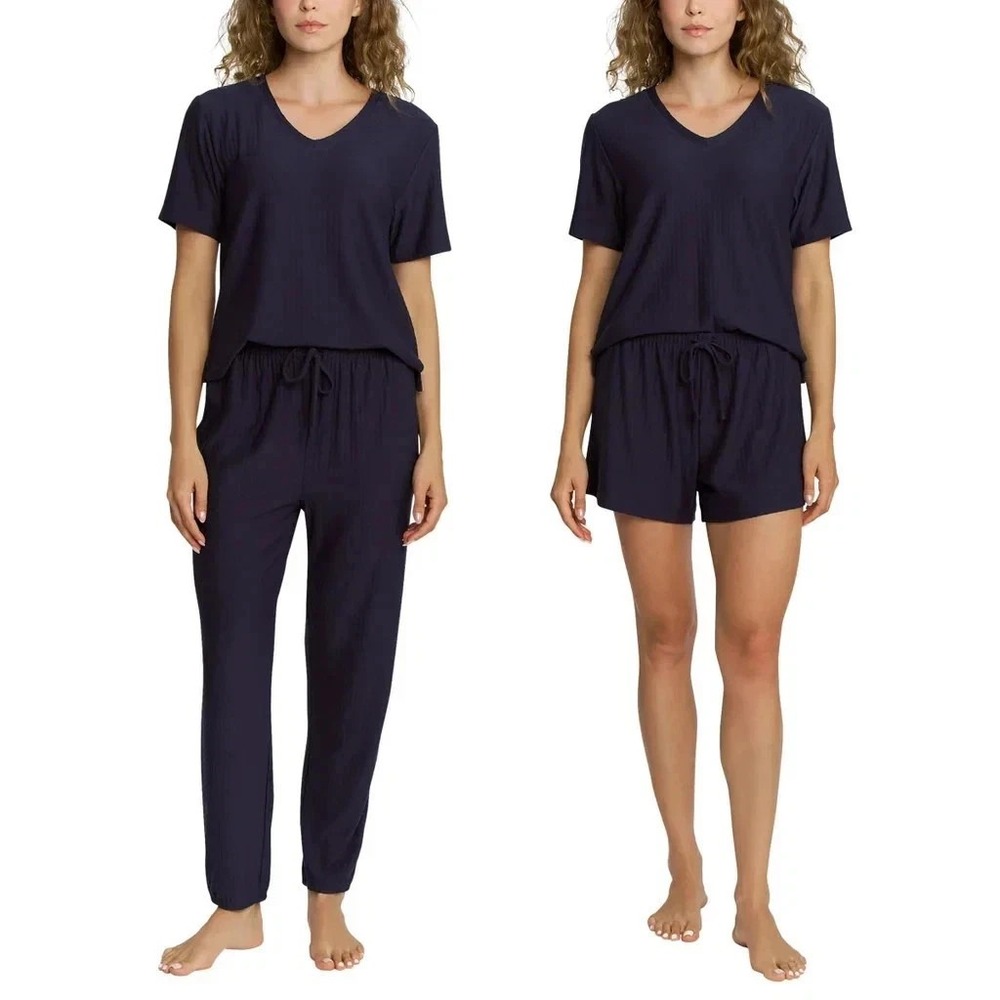 Honeydew Women's 3-Piece Tee, Short, Jogger Lounge Set, Navy, Size Small, NWOT